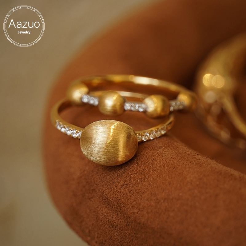 Vintage Fashion Rings For Women - อาซูโอ แฟชั่นเครื่องประดับวินเทจทองคำแท้ 18K สีเหลืองธรรมชาติเพชรแหวนนางฟ้าของขวัญสำหรับผู้หญิงและสาวๆวันเกิดปาร์ตี้ Au750
