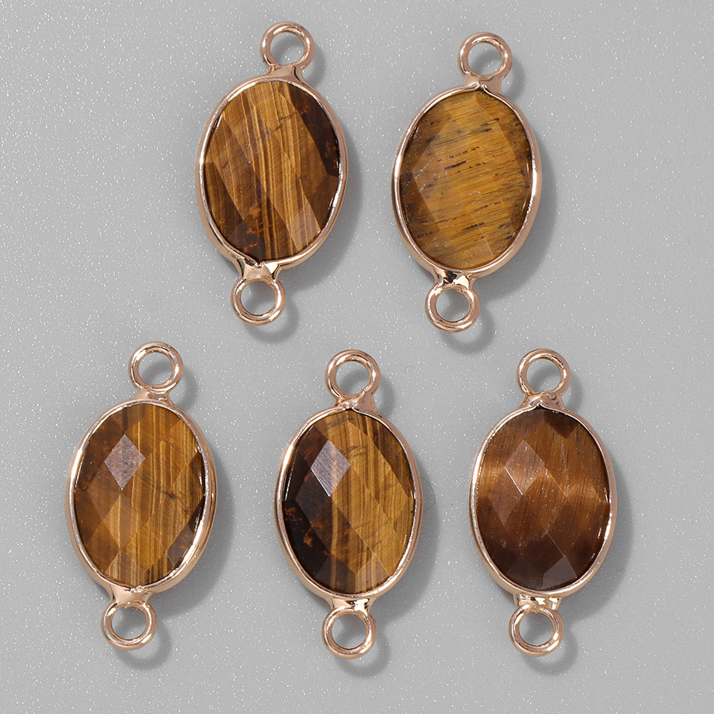 Vintage Fashion Jewelry Necklaces - 3ชิ้นจี้หินธรรมชาติเหลี่ยมเพชรพลอยตาเสือคริสตัลช่องเสียบแบบสองรูเสน่ห์สำหรับเครื่องประดับทำ DIY สร้อยคอเครื่องประดับ