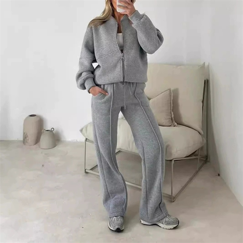 Wide Leg Trouser 70S - ชุดเซ็ทเสื้อสเวตเชิ้ตสองชิ้น ปี 2025 ชุดลำลองสำหรับผู้หญิง ชุดกีฬา ฤดูใบไม้ร่วง