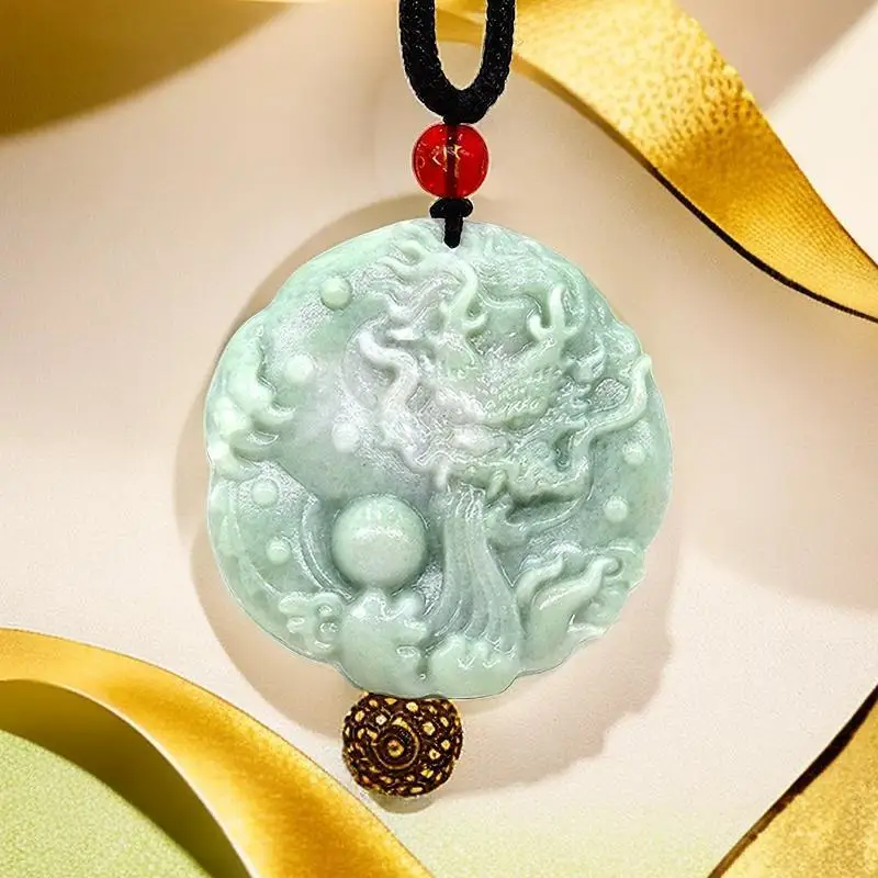 Vintage Fashion Jewelry Necklaces - หยกมังกรจี้แฟชั่นธรรมชาติ Talismans จีนอุปกรณ์เสริม Charms สร้อยคอสร้อยคอสีเขียวแกะสลักเครื่องประดับ Vintage