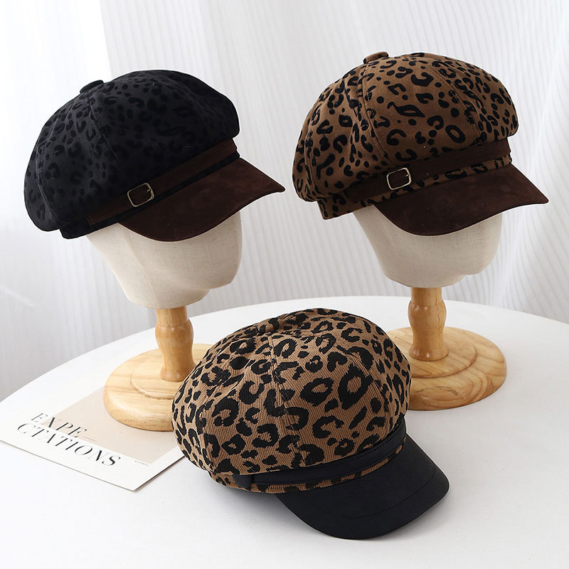 Vintage Fashion Hats - หมวกเบเร่ต์ลายเสือดาวสไตล์เรโทร หมวกทรงกว้าง หมวกจิตรกรวินเทจ หมวกบักเก็ตผู้หญิง หมวกทรงนิวส์บอย หมวกแฟชั่นสำหรับกิจกรรมกลางแจ้ง