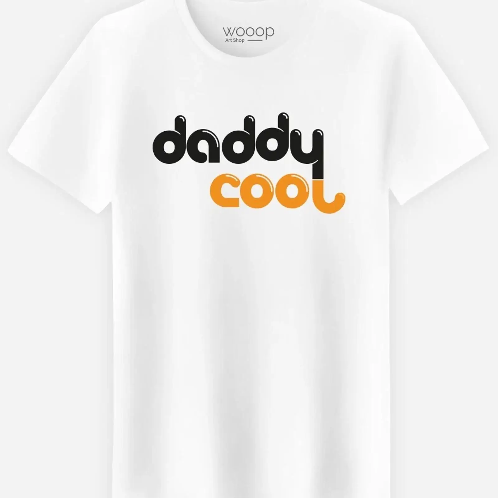 Vintage Fashion Herren - เสื้อยืดแขนสั้นผู้ชาย สีขาว DADDY COOL วินเทจ ลุคซักยืด