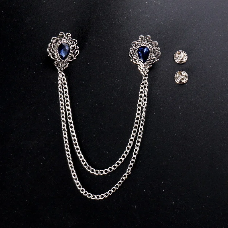 Vintage Fashion Accessories - เข็มกลัดติดเสื้อผ้าแบบวินเทจ ประดับคริสตัลและพู่ห้อย สำหรับชุดสูทงานแต่งงานของผู้ชาย