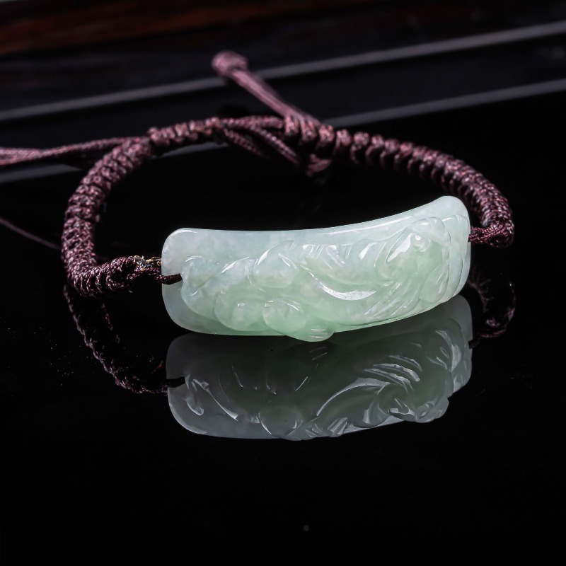 Vintage Fashion Accessories - กำไลหยกพม่าแกะสลักลายปี่เซียะ งานถักมือ หยกธรรมชาติ กำไลข้อมือ เครื่องประดับแฟชั่นวินเทจ เครื่องประดับแท้