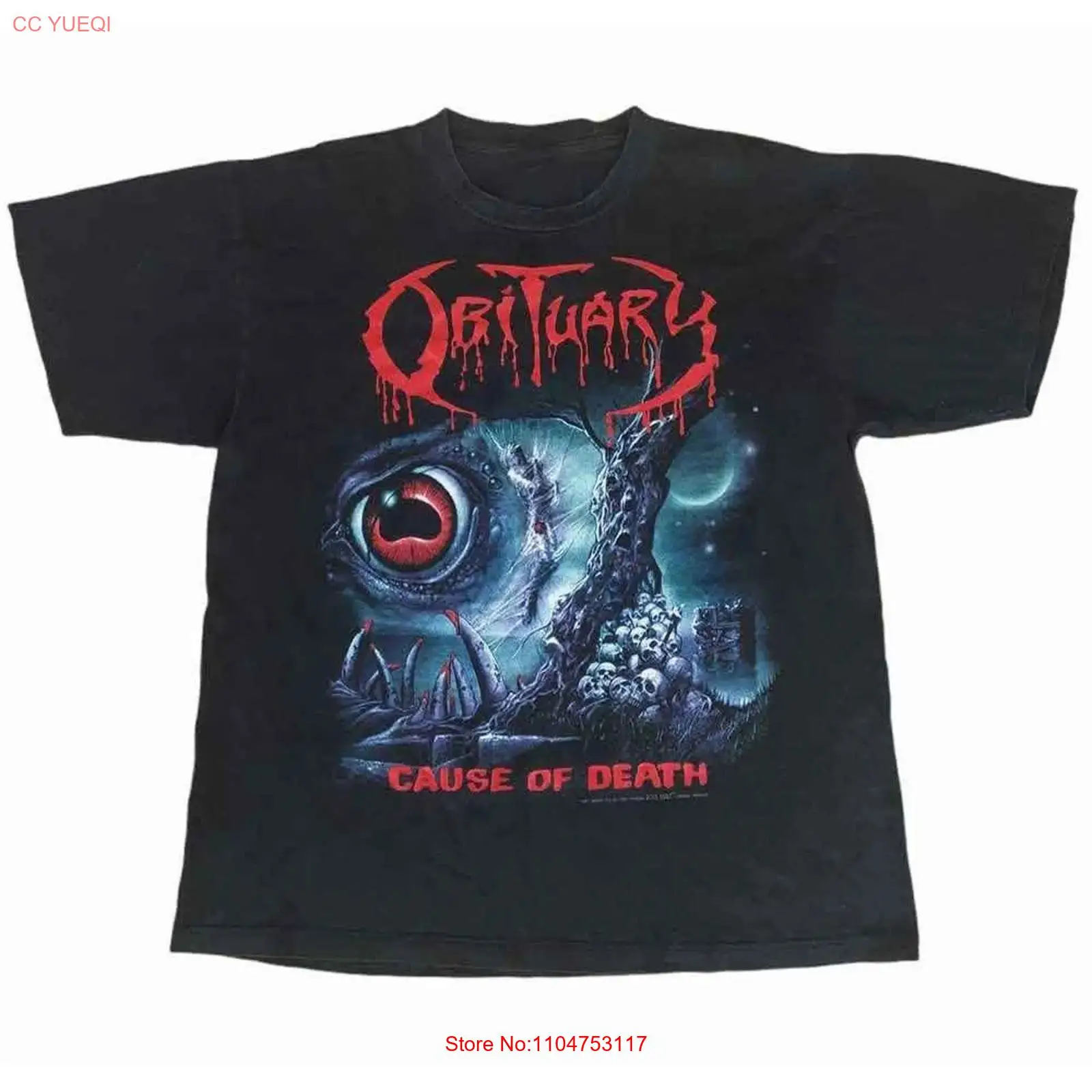 Vintage Fashion Obituaries - เสื้อยืดวงดนตรีเดธเมทัลอเมริกันสไตล์วินเทจยุค 90s รุ่น NZ025 ผ้าวินเทจ ระบายอากาศได้ดี