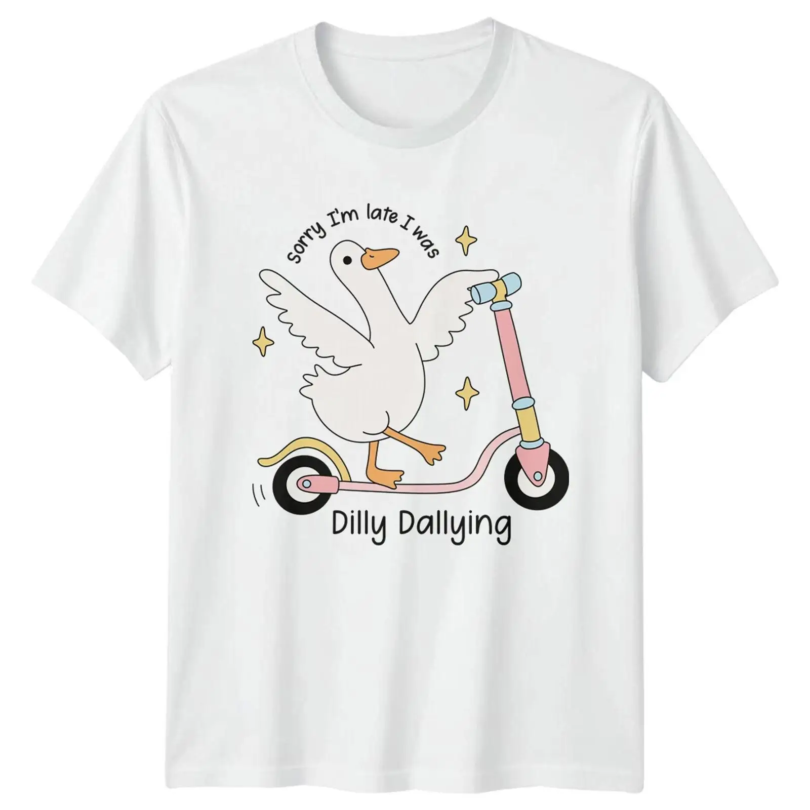 Vintage Fashion Herren - เสื้อยืดลายกราฟิกวินเทจสำหรับผู้ชายและผู้หญิง รุ่น Gänse Dilly Dallying Vögel