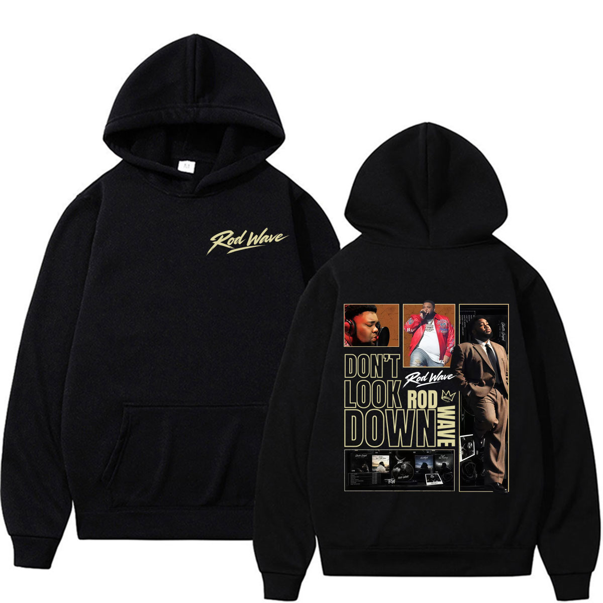 Vintage Fashion Looks - เสื้อฮู้ดลายปกอัลบั้ม Rod Wave Don't Look Down
