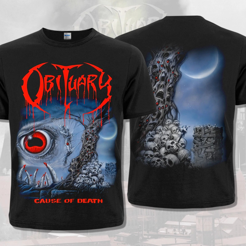 Vintage Fashion Obituaries - อเมริกันเสื้อยืดสีดํา Obituary Cause of Death 1990