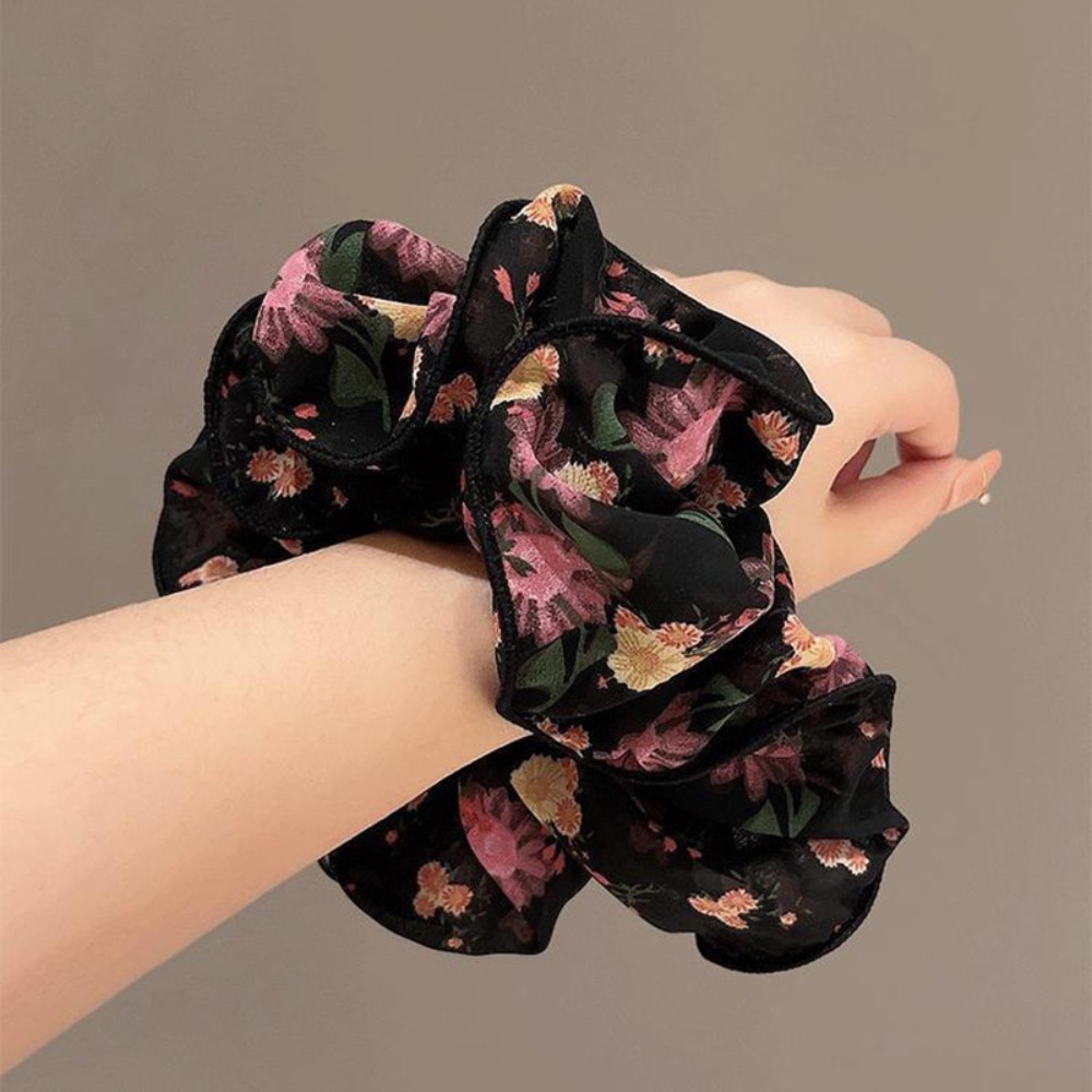 Vintage Fashion Looks - เครื่องประดับผมที่ได้รับแรงบันดาลใจจากโบโฮผ้าชีฟองลายดอกไม้สีเข้มแฟชั่นวินเทจ 1 ชิ้นพร้อมพิมพ์ลายดอกไม้สดใสสัมผัสให้ลุคพิเศษทุกวัน
