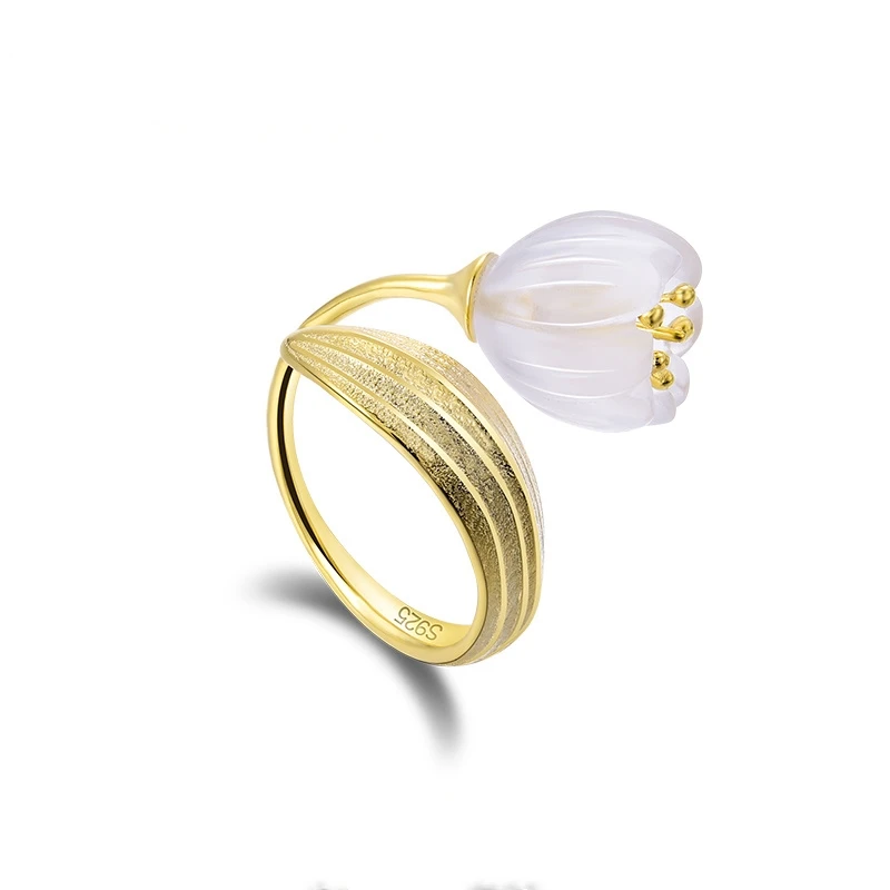 Vintage Fashion Rings For Women - แหวนเปิดใบรูปดอกไม้หุบเขาสีทองแนววินเทจสำหรับเครื่องประดับแฟชั่นสำหรับผู้หญิงเครื่องประดับตามสั่ง2023
