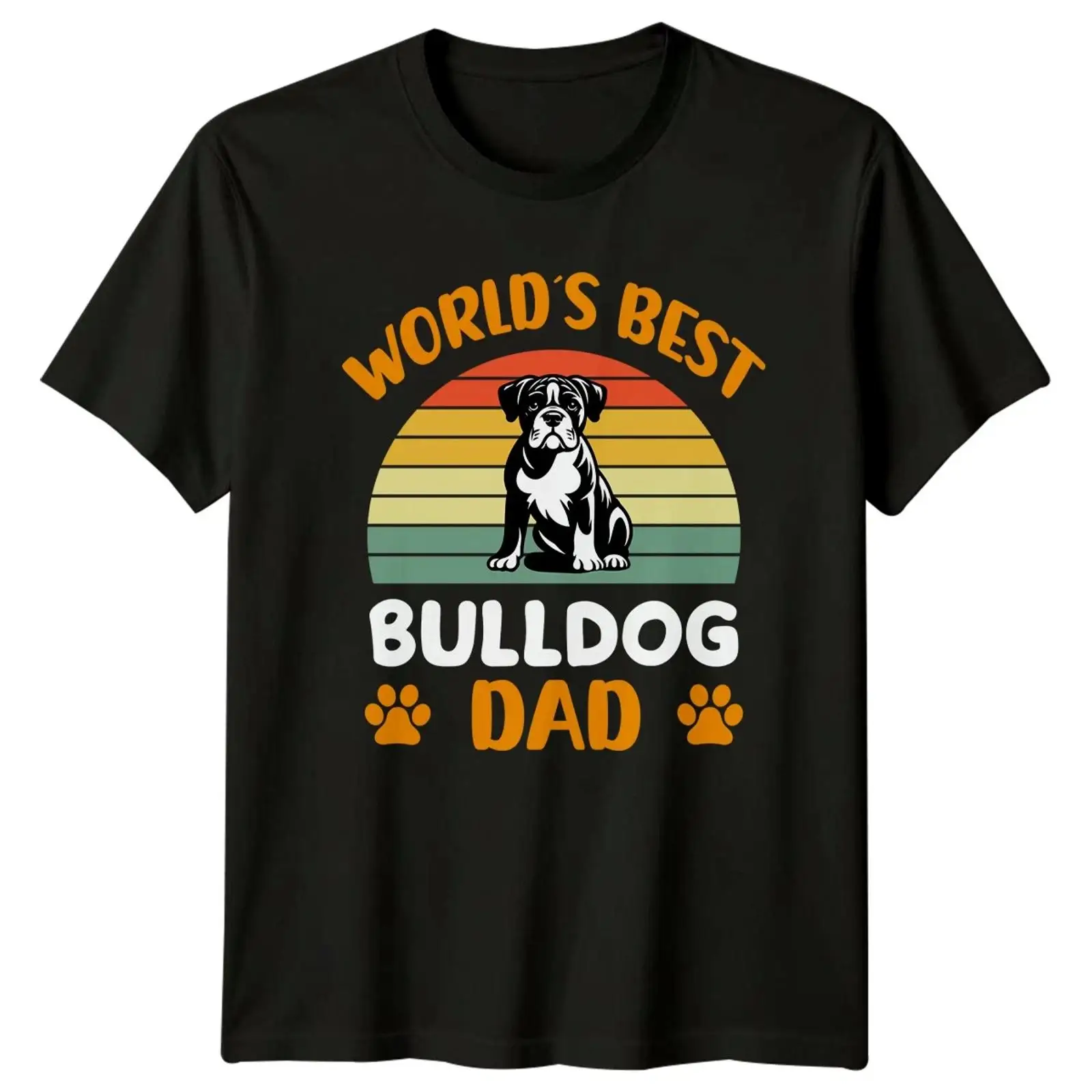 Vintage Fashion Herren - เสื้อยืดผู้ชาย Weltbester Bulldoggenpapa สำหรับเจ้าของสุนัข ของขวัญวันพ่อ สไตล์วินเทจ