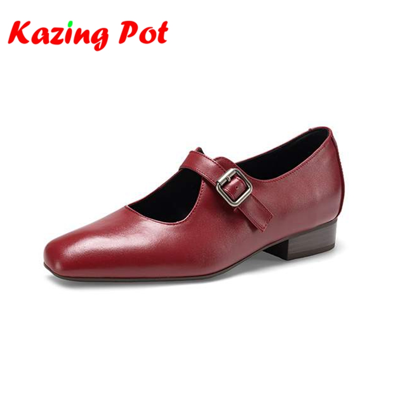 Vintage Fashion Wear - รองเท้าส้นเตี้ยทรงกลมหนังแท้ Krazing Pot สไตล์วินเทจ Superstar สำหรับใส่ทุกวัน