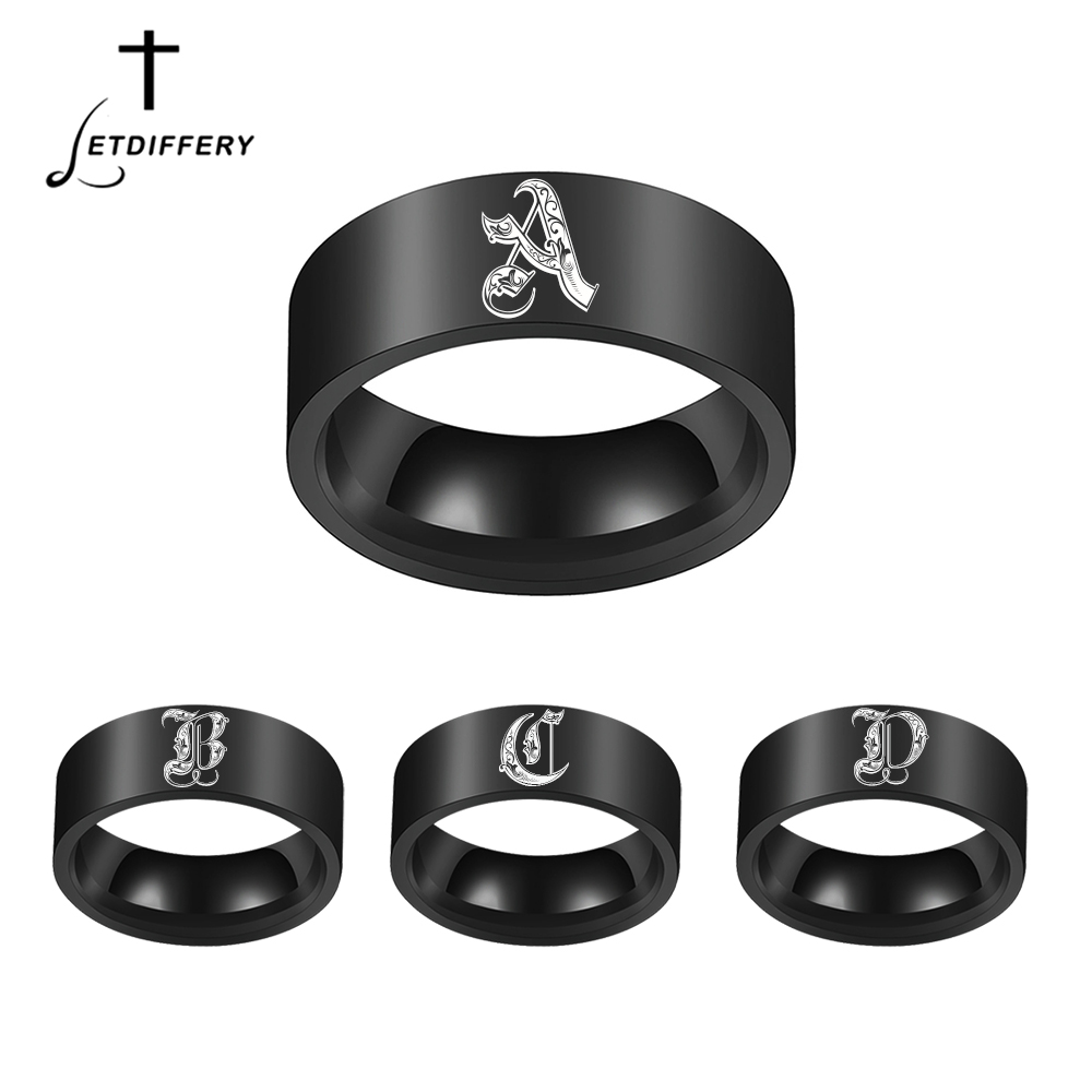 Vintage Fashion Rings For Women - Letdiffery ที่กําหนดเองแกะสลักอักษร A ถึง Z แหวนผู้ชาย