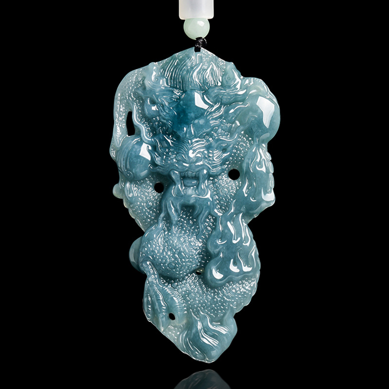 Vintage Fashion Design - พม่า Jadeite มังกรจี้สร้อยคอหินแกะสลัก Amulet อุปกรณ์เสริมแฟชั่น Talismans