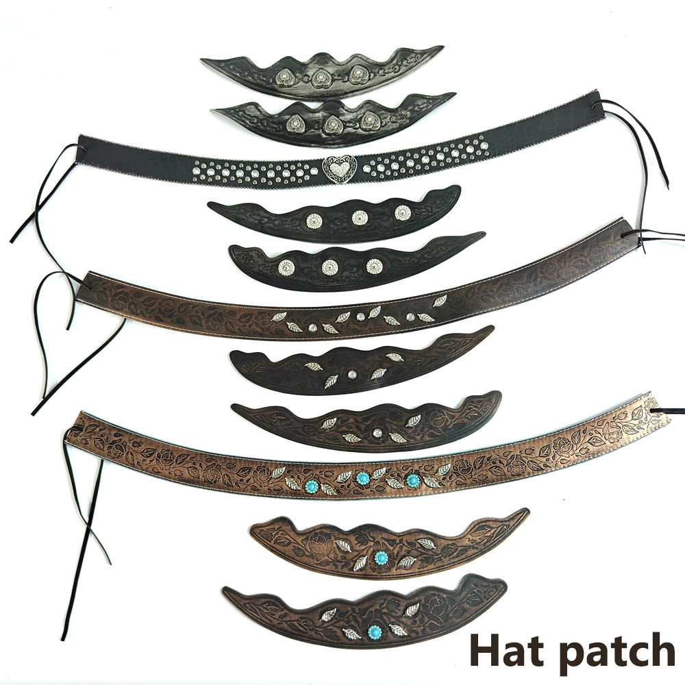 Vintage Fashion Hats - สายคาดหมวกหนังสไตล์ตะวันตก สายคาดหมวกคาวบอยวินเทจ สายคาดหมวกปรับได้ สายคาดหมวกเฟโดรา สายคาดตกแต่งหมวก ลายดอกไม้