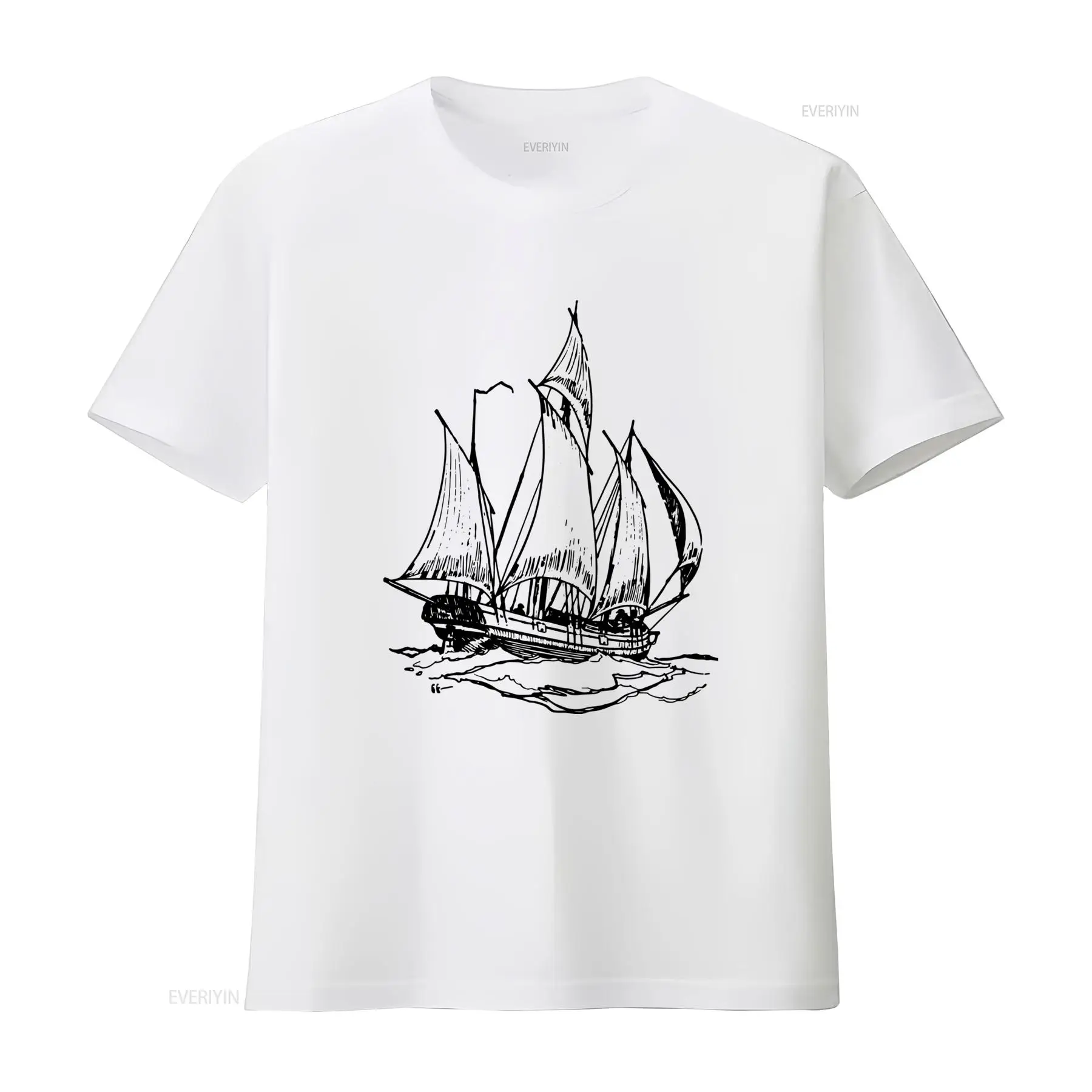 เสื้อยืดลายเรือ Schooner สไตล์ - Vintage Yacht Fashion บทวิจารณ์และราคา
