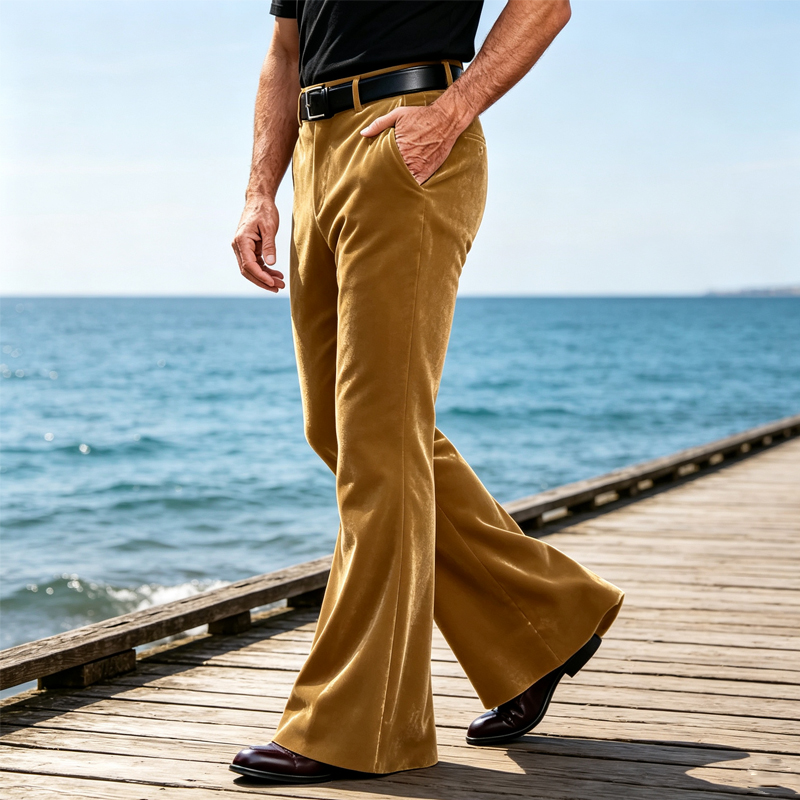 กางเกงขายาวผู้ชายผ้ากำมะหยี่ทร - Wide Leg Trouser 70S บทวิจารณ์และราคา