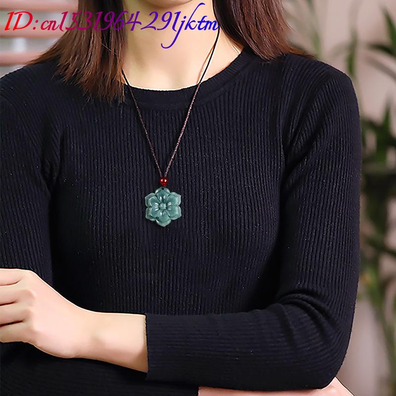 จี้หยกพม่ารูปดอกไม้ สร้อยคอ หิ - Vintage Fashion Accessories บทวิจารณ์และราคา