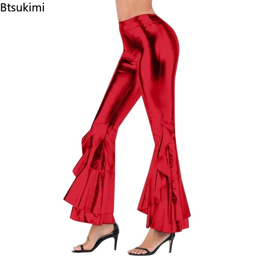 กางเกงขาบานผู้หญิงแบบมันเงา แต - Wide Leg Trouser 70S บทวิจารณ์และราคา