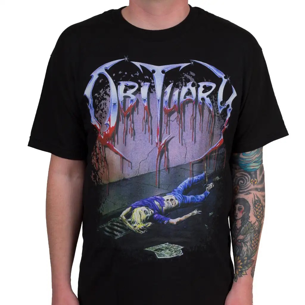 เสื้อยืดลายกราฟิกวงดนตรี Obitu - Vintage Fashion Obituaries บทวิจารณ์และราคา