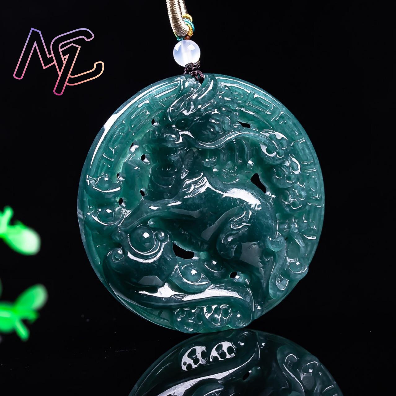 จี้หยกพม่ารูปมังกร สร้อยคอหยกแ - Vintage Fashion Jewelry Necklaces บทวิจารณ์และราคา