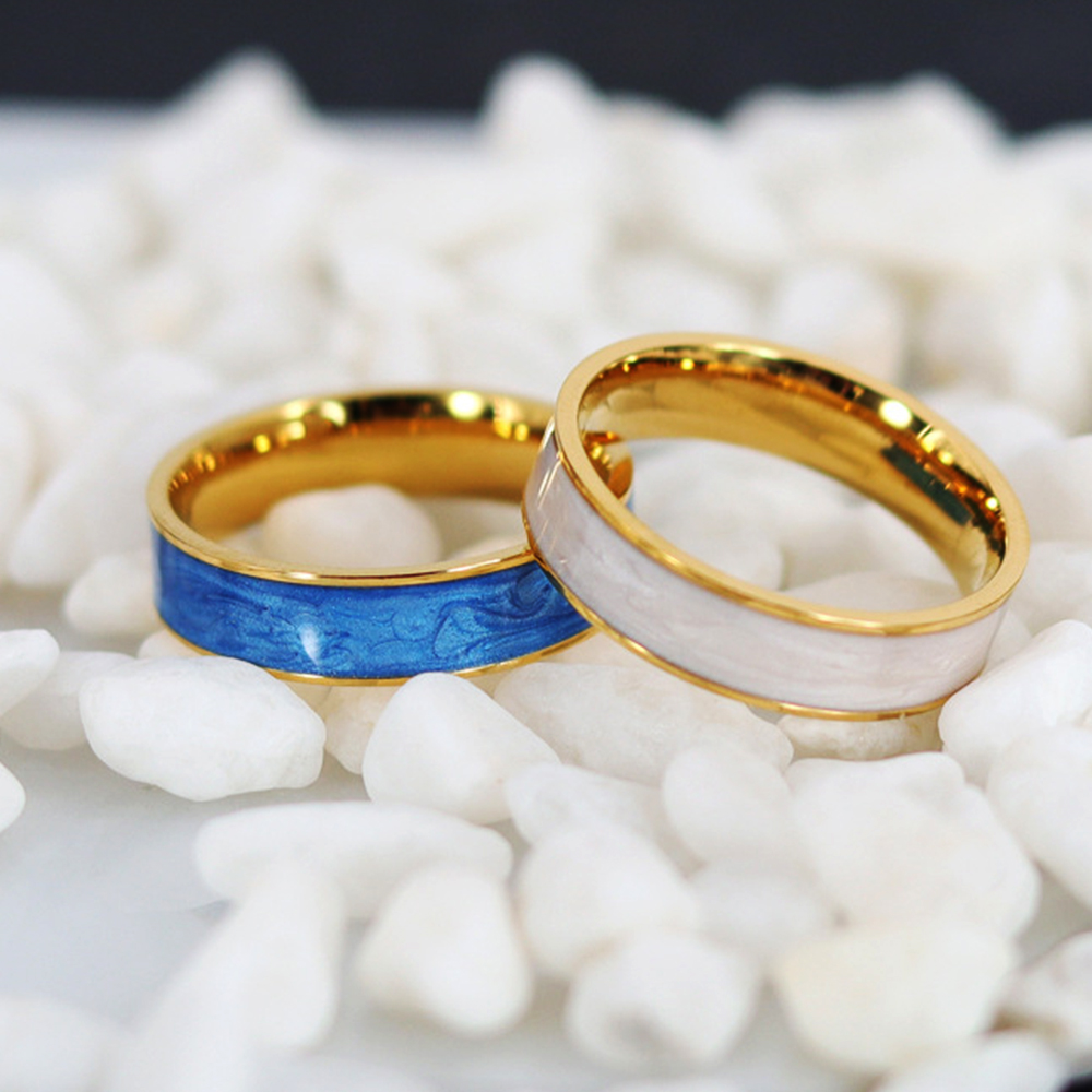 แหวนสแตนเลสทรงเรขาคณิตเคลือบสี - Vintage Fashion Rings For Women บทวิจารณ์และราคา