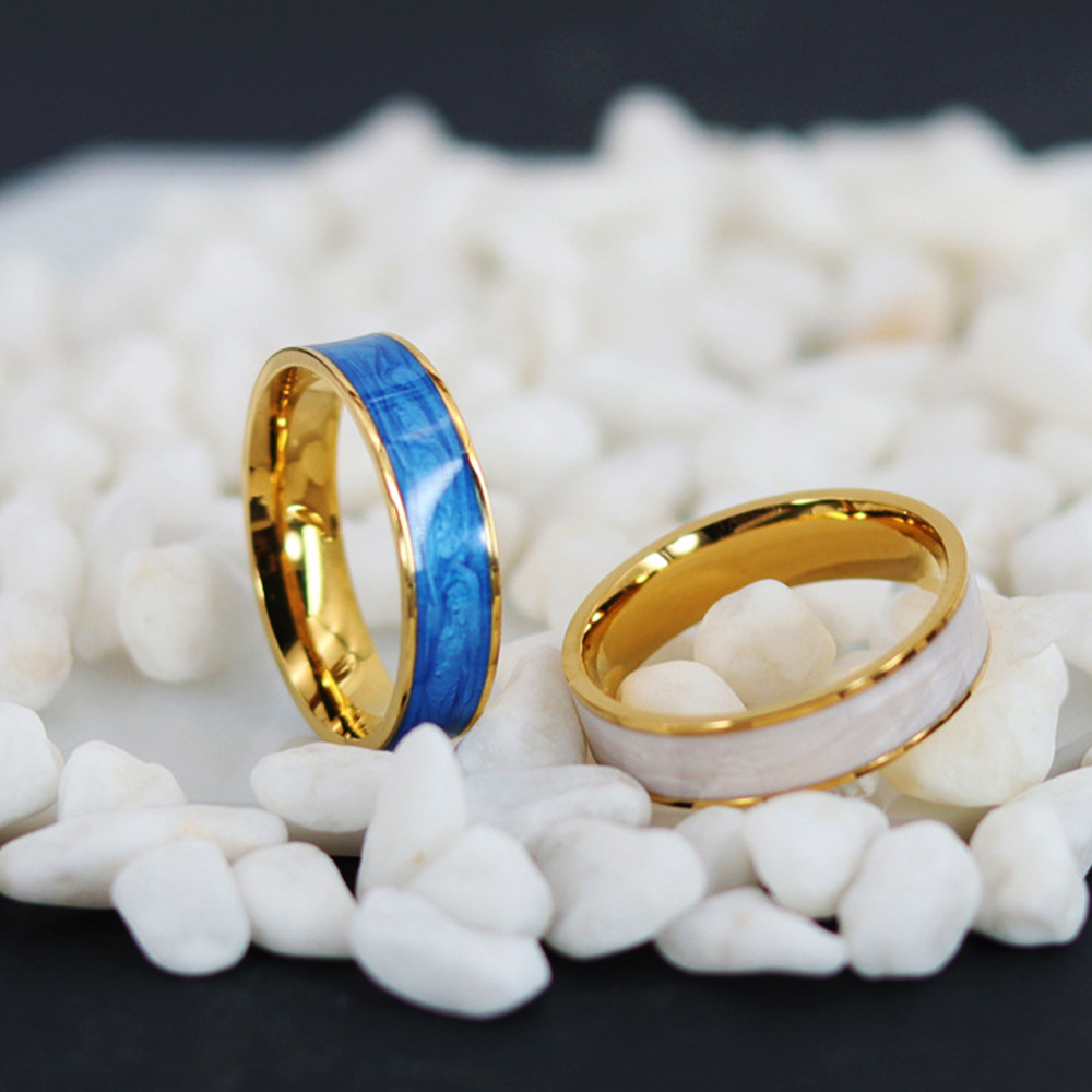 แหวนสแตนเลสทรงเรขาคณิตเคลือบสี - Vintage Fashion Rings For Women บทวิจารณ์และราคา
