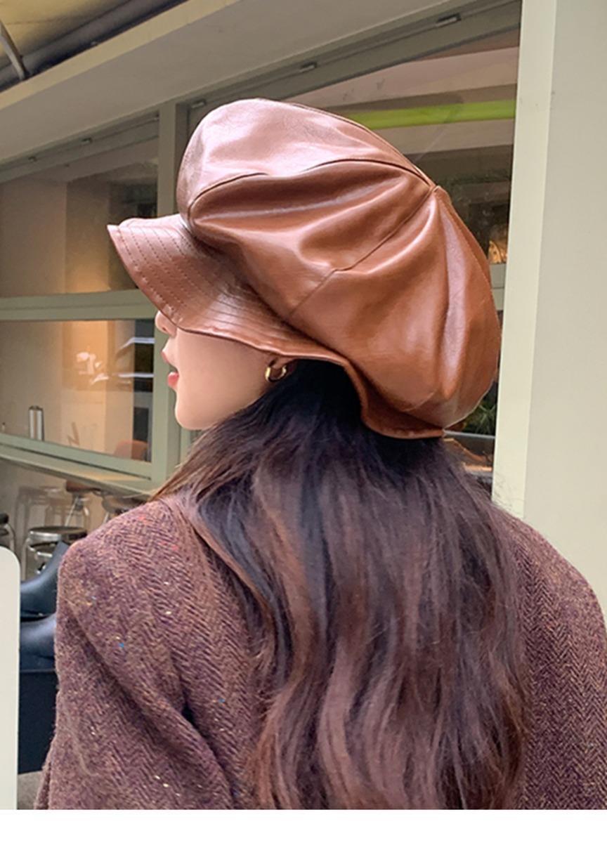 หมวกเบเรต์หนัง PU ทรงแปดเหลี่ย - Vintage Fashion Hats บทวิจารณ์และราคา