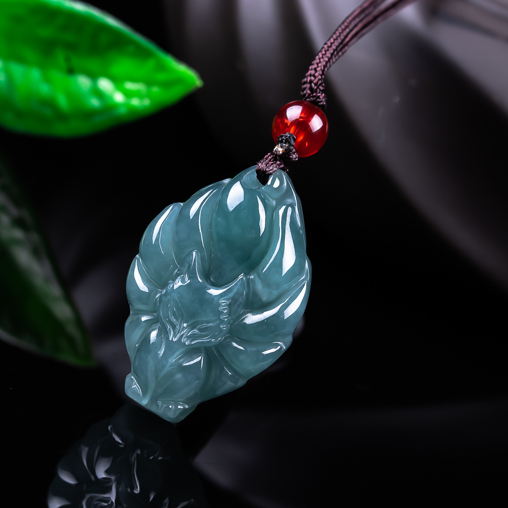 หยกพม่าธรรมชาติจี้รูปสุนัขจิ้ง - Vintage Fashion Jewelry Necklaces บทวิจารณ์และราคา
