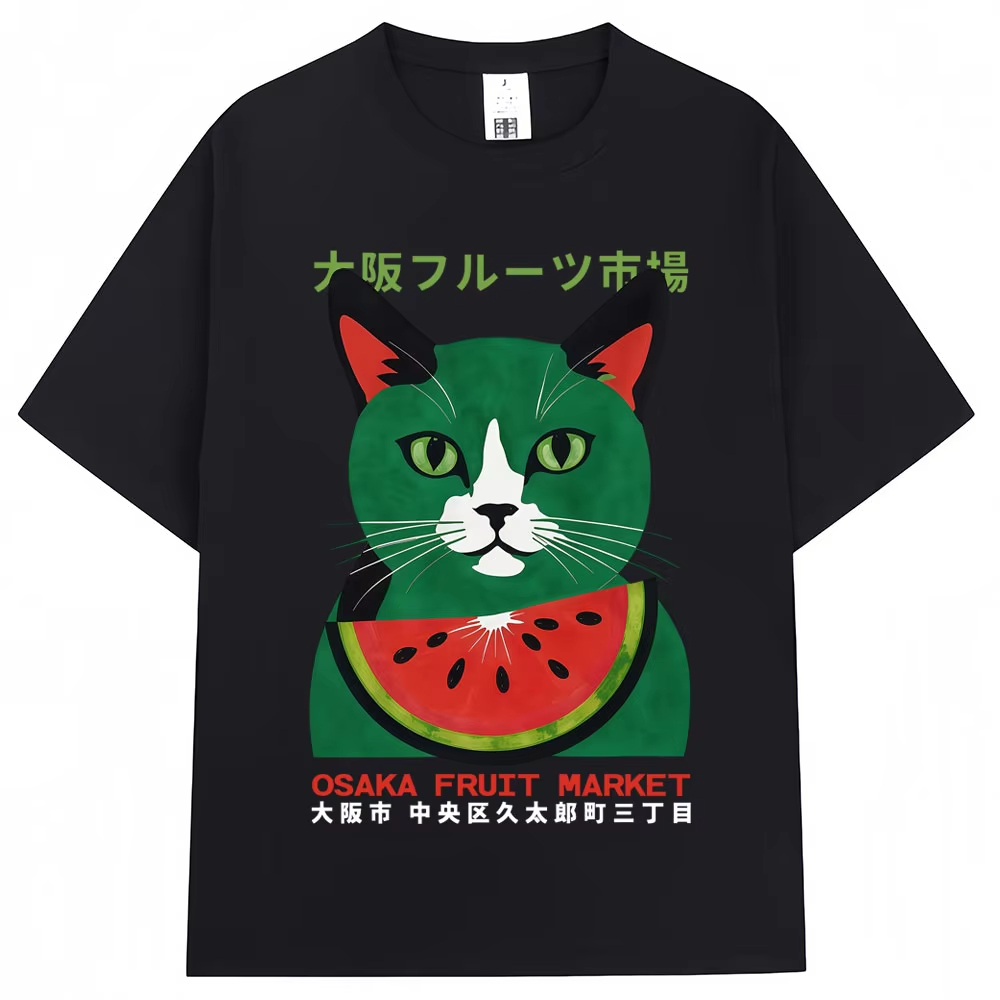 เสื้อยืดลายแมวตลาดผลไม้โอซากะส - Vintage Fashion Osaka บทวิจารณ์และราคา