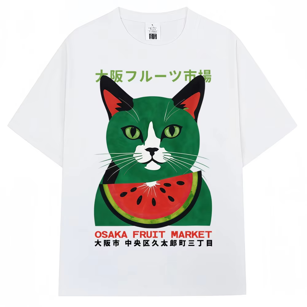 เสื้อยืดลายแมวตลาดผลไม้โอซากะส - Vintage Fashion Osaka บทวิจารณ์และราคา