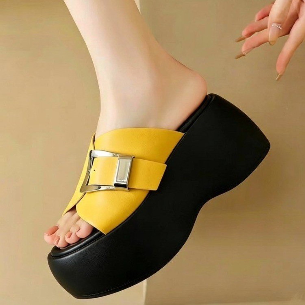 รองเท้าแตะส้นตึกแบบสวมเปิดนิ้ว - Vintage Fashion Wear บทวิจารณ์และราคา