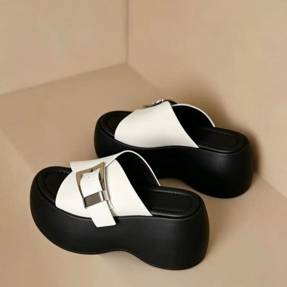 รองเท้าแตะส้นตึกแบบสวมเปิดนิ้ว - Vintage Fashion Wear บทวิจารณ์และราคา