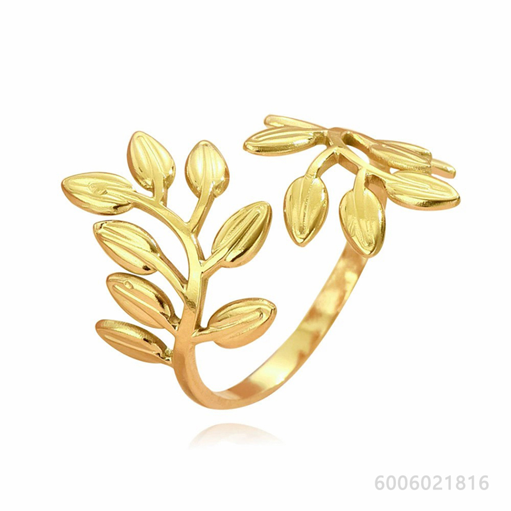 แหวนเงินแท้ 925 ลายใบไม้สีทอง  - Vintage Fashion Rings For Women บทวิจารณ์และราคา