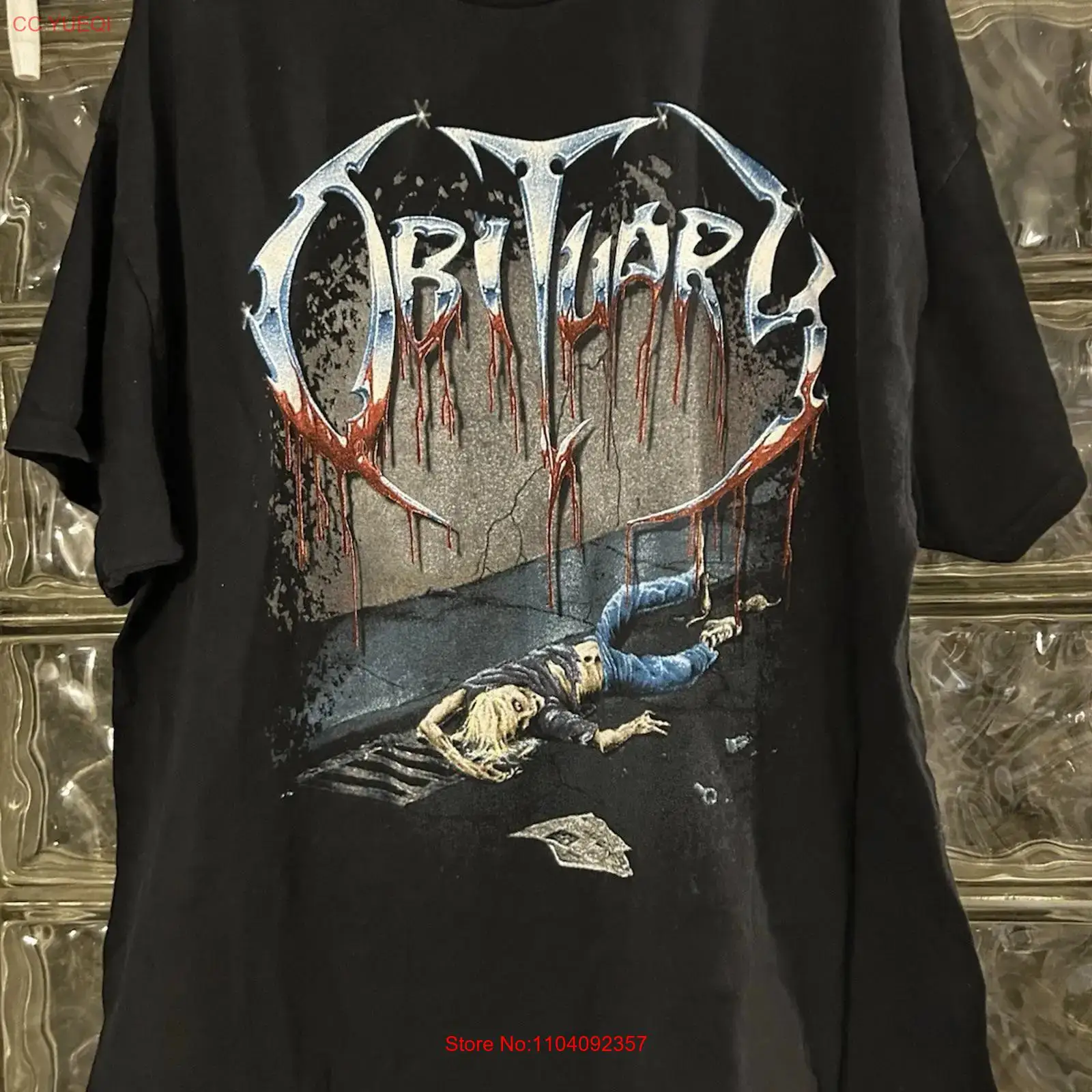 เสื้อยืด Obituary สีดำ พิมพ์ลา - Vintage Fashion Obituaries บทวิจารณ์และราคา