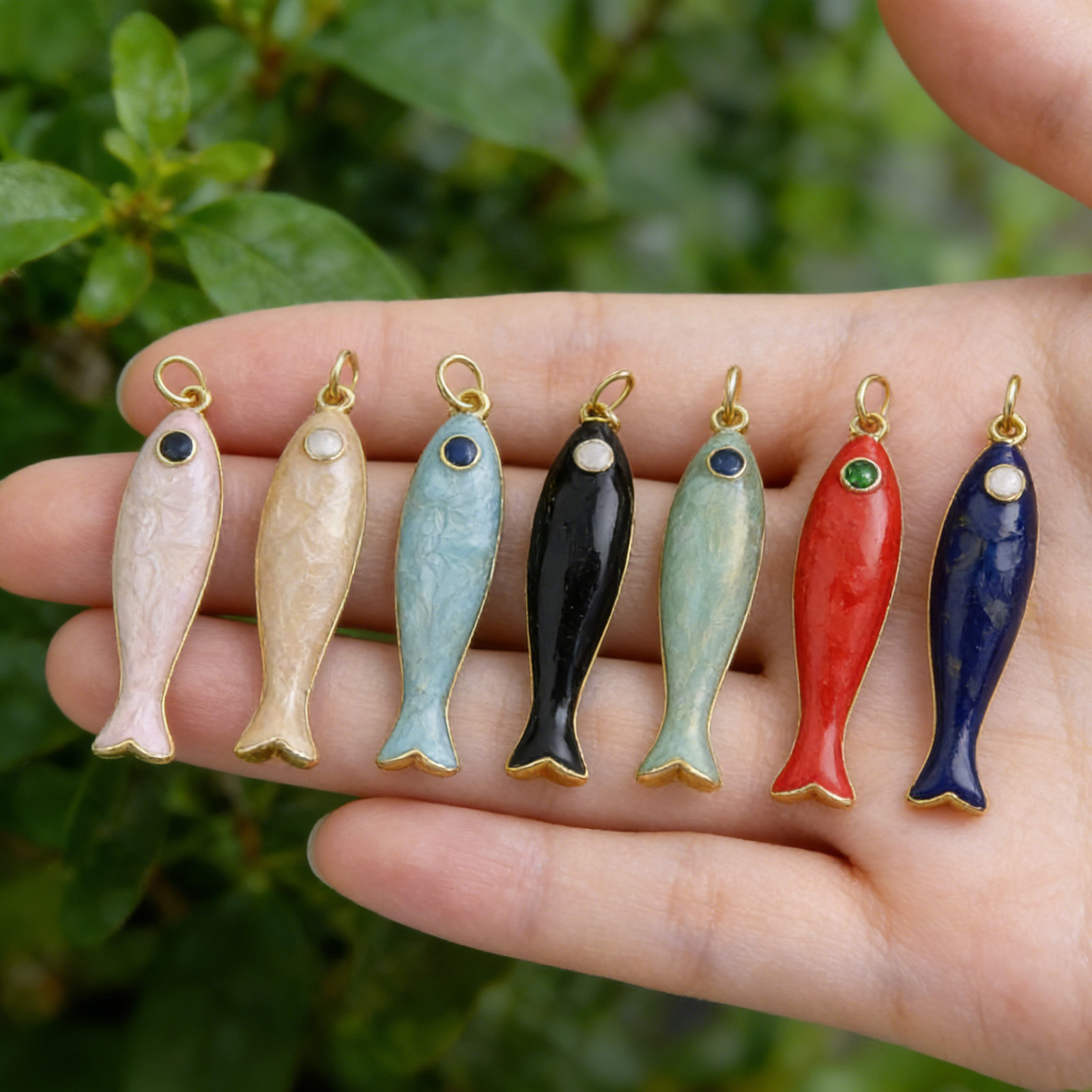 จี้รูปปลาทรงยาวหลากสีทองแดงวิน - Vintage Fashion Jewelry Necklaces บทวิจารณ์และราคา