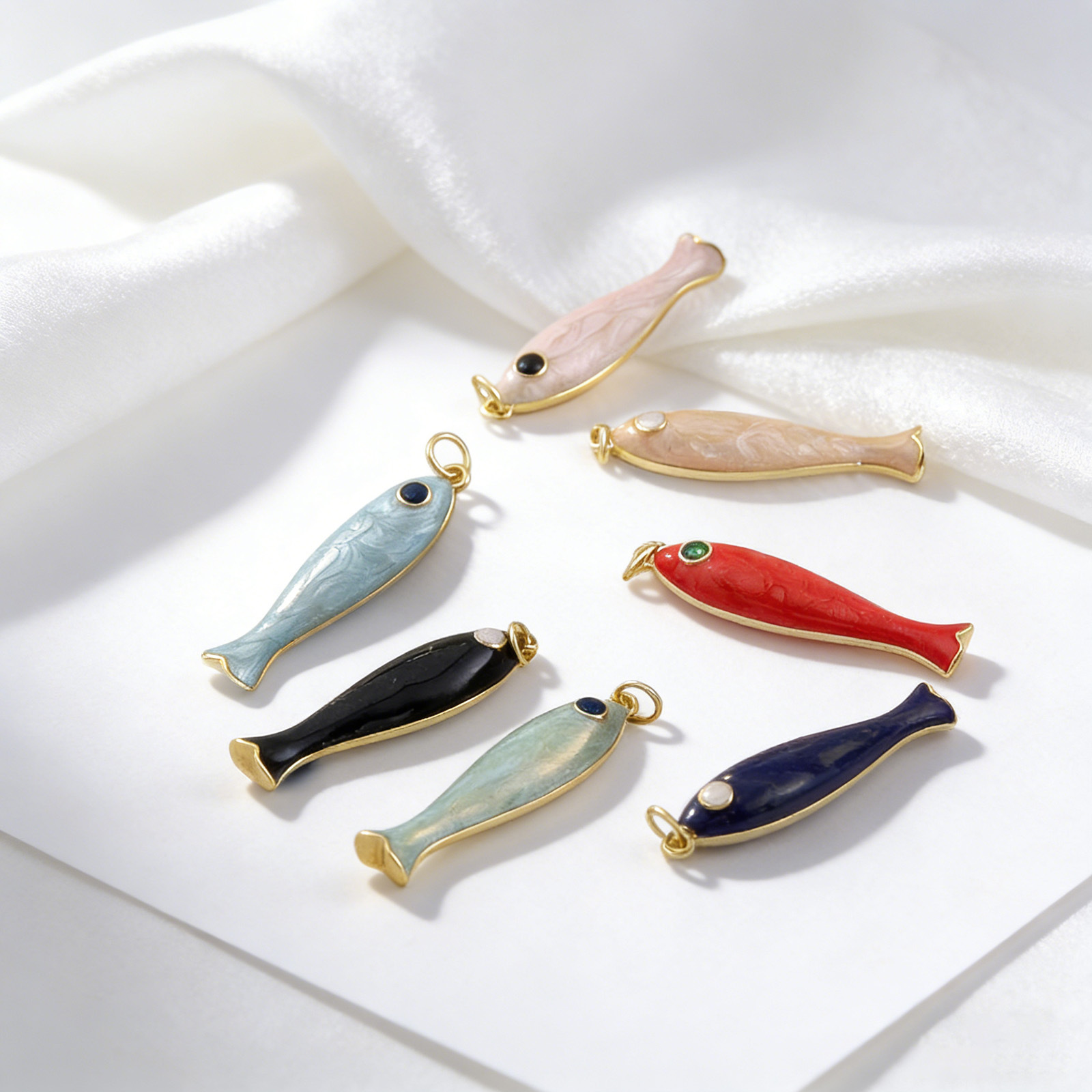 จี้รูปปลาทรงยาวหลากสีทองแดงวิน - Vintage Fashion Jewelry Necklaces บทวิจารณ์และราคา