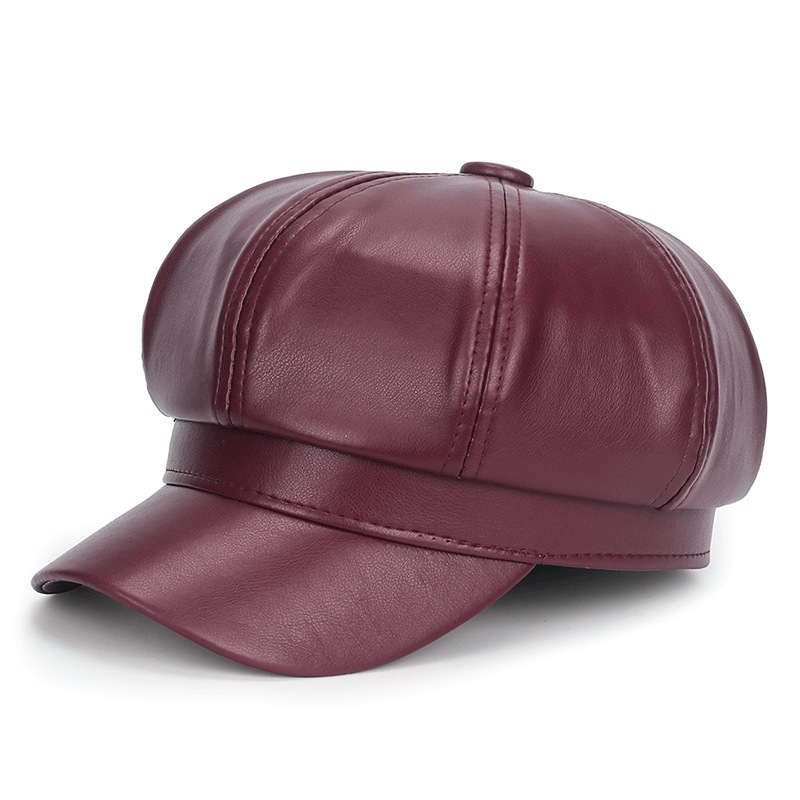 หมวกหนัง PU สีดำสำหรับผู้หญิง  - Vintage Fashion Hats บทวิจารณ์และราคา