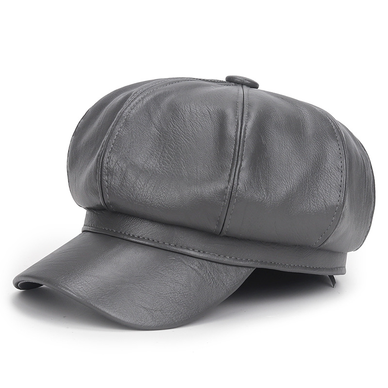หมวกหนัง PU สีดำสำหรับผู้หญิง  - Vintage Fashion Hats บทวิจารณ์และราคา