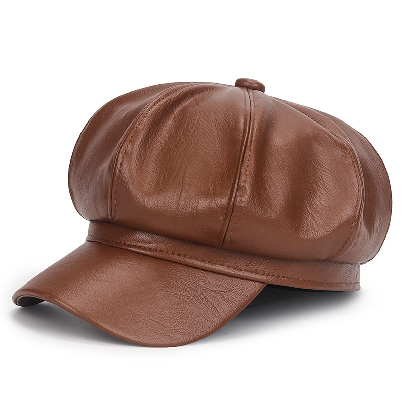 หมวกหนัง PU สีดำสำหรับผู้หญิง  - Vintage Fashion Hats บทวิจารณ์และราคา