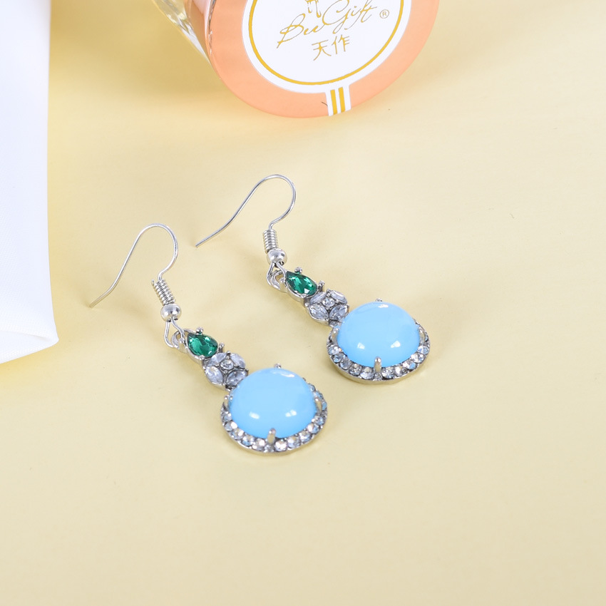 ต่างหูหยกธรรมชาติสีน้ำเงิน ดีไ - Vintage Fashion Design บทวิจารณ์และราคา