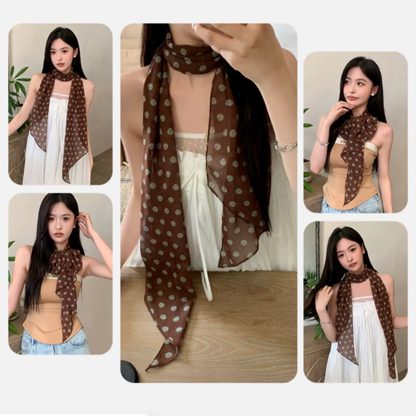 ผ้าพันคอชีฟองลายจุดสไตล์วินเทจ - Vintage Fashion Wear บทวิจารณ์และราคา