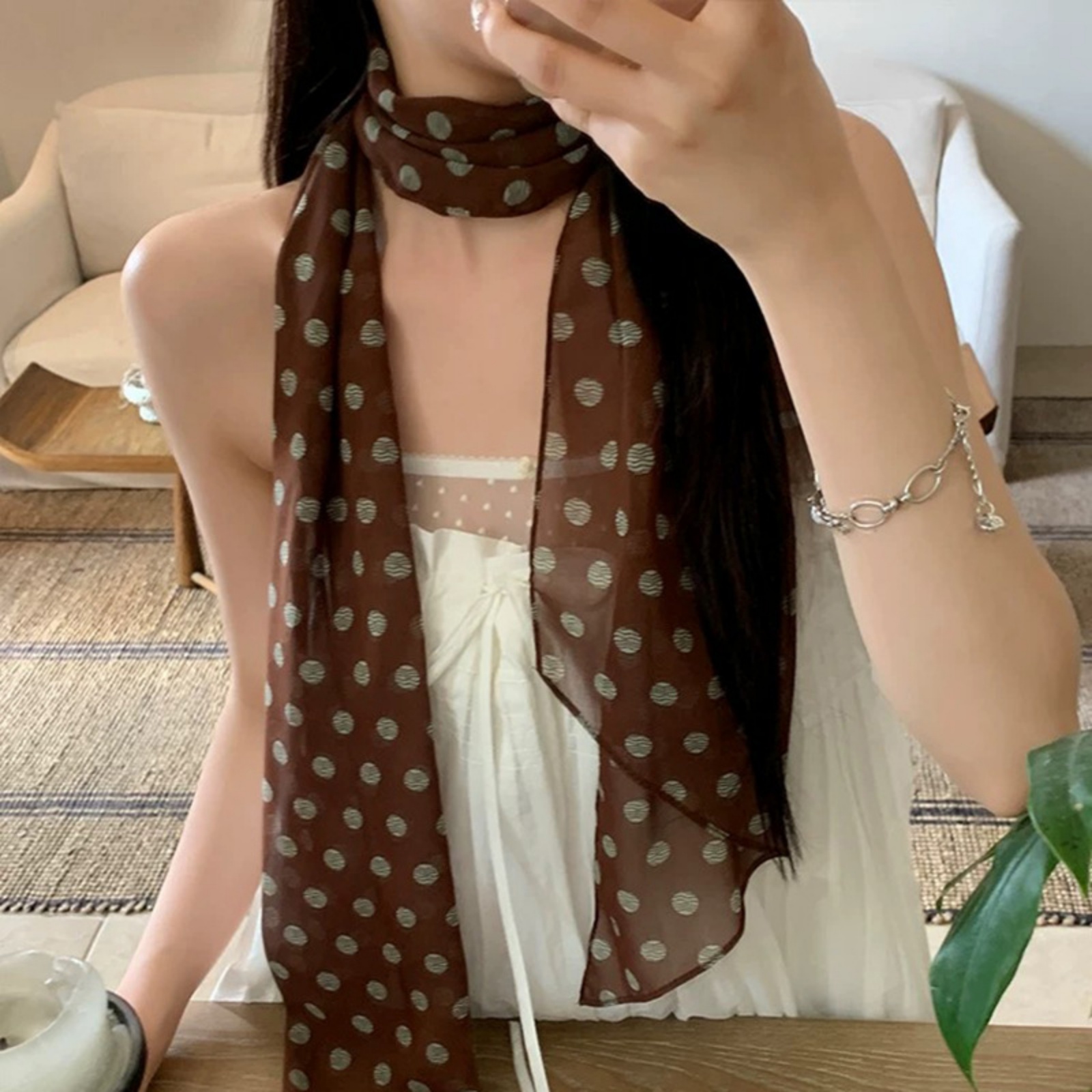 ผ้าพันคอชีฟองลายจุดสไตล์วินเทจ - Vintage Fashion Wear บทวิจารณ์และราคา