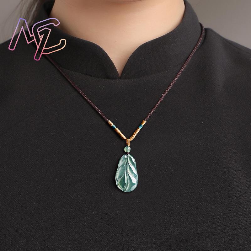 จี้หยกพม่ารูปใบไม้ ของขวัญสำหร - Vintage Fashion Design บทวิจารณ์และราคา