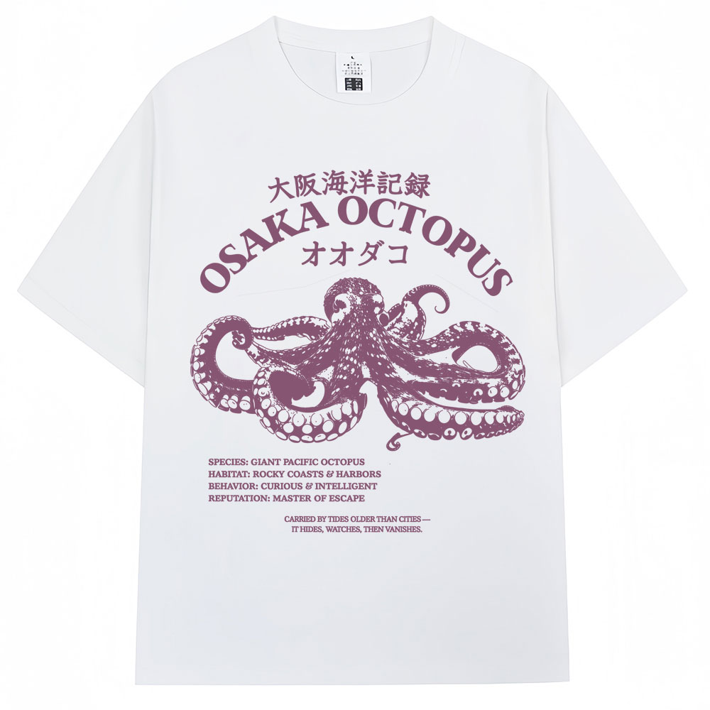 เสื้อยืดลายปลาหมึกโอเกะซ่าสไตล - Vintage Fashion Osaka บทวิจารณ์และราคา