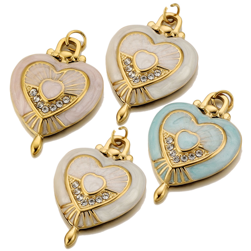 จี้รูปหัวใจลายพระอาทิตย์เคลือบ - Vintage Fashion Jewelry Necklaces บทวิจารณ์และราคา