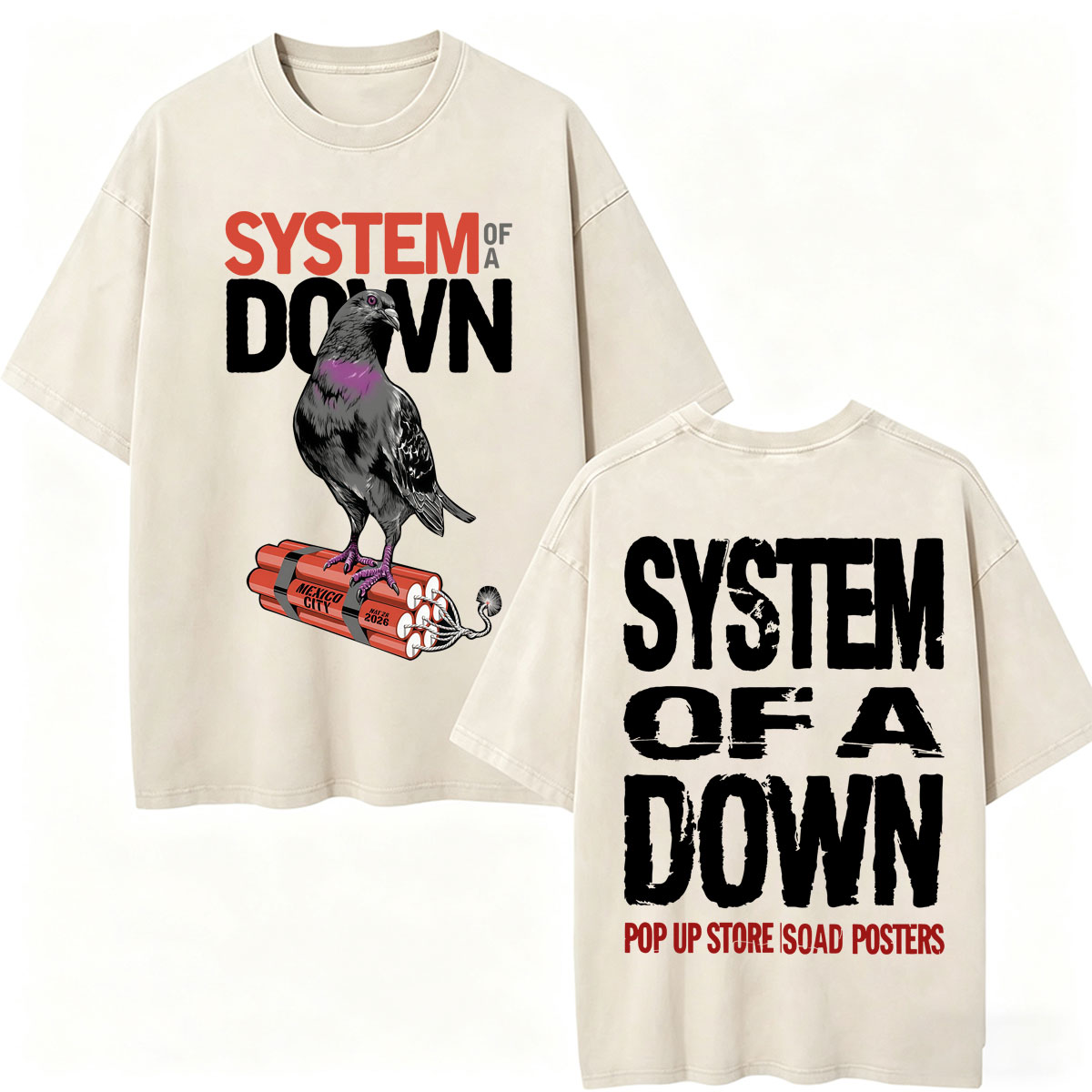 เสื้อยืดฟอก ทัวร์ System of A  - Vintage Fashion Eu บทวิจารณ์และราคา