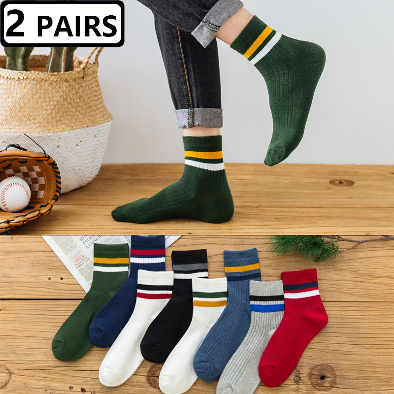 2 คู่ถุงเท้าผู้ชายลายทางผ้าฝ้า - Vintage Fashion Eu บทวิจารณ์และราคา
