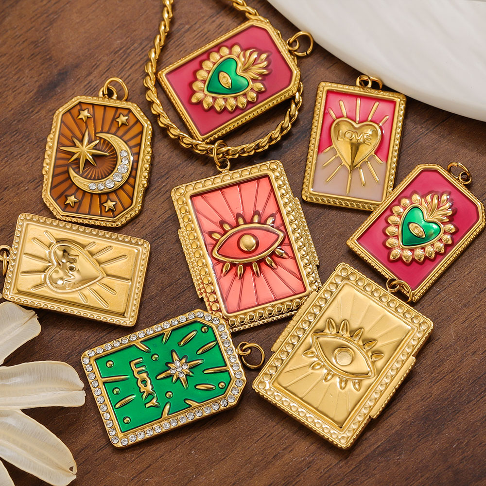 จี้สแตนเลส 2 ชิ้น ลายไพ่ทาโรต์ - Vintage Fashion Jewelry Necklaces บทวิจารณ์และราคา