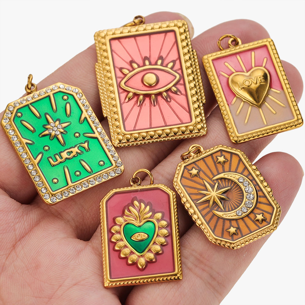 จี้สแตนเลส 2 ชิ้น ลายไพ่ทาโรต์ - Vintage Fashion Jewelry Necklaces บทวิจารณ์และราคา